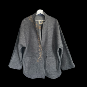 Okura jkt  grey twin embrodery